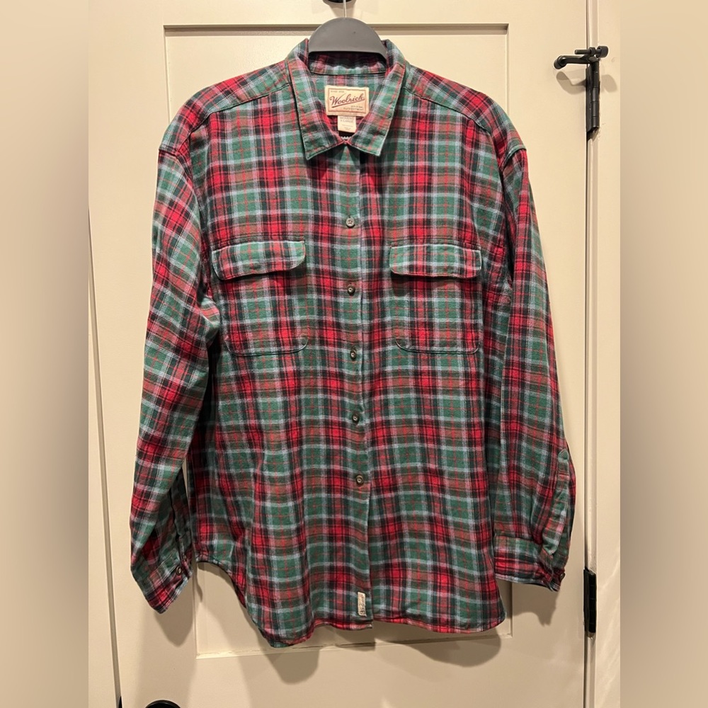Vintage Woolrich Women’s Plaid Flannel ButtonDown Shirt Outdoor Size XL EUC